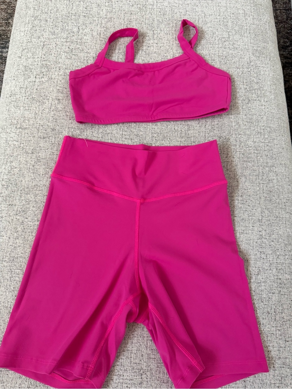 THIRTY YEARS Hot Pink Athletic Bike Shorts and Crop Tank Set